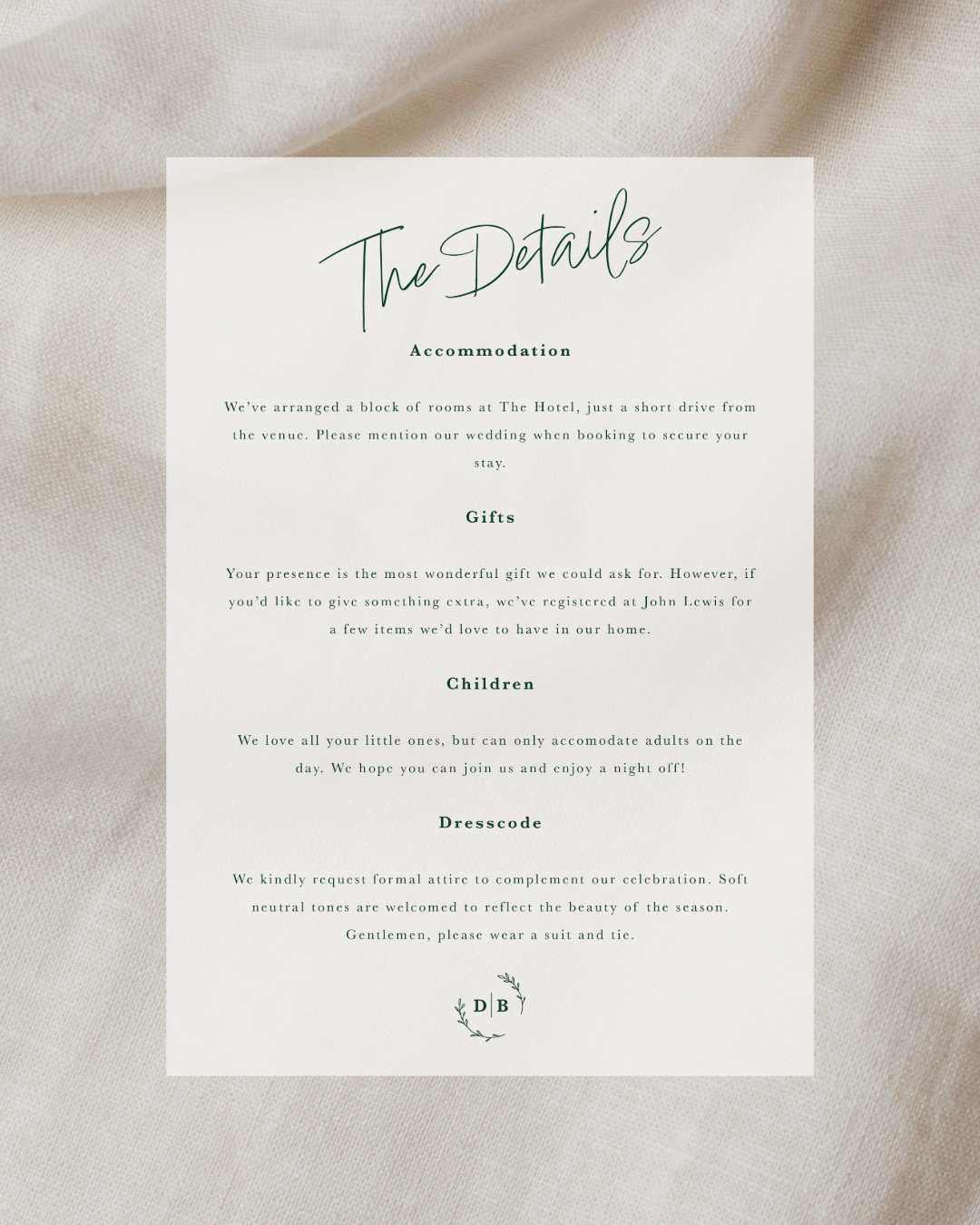 The Emerald Invitation Suite