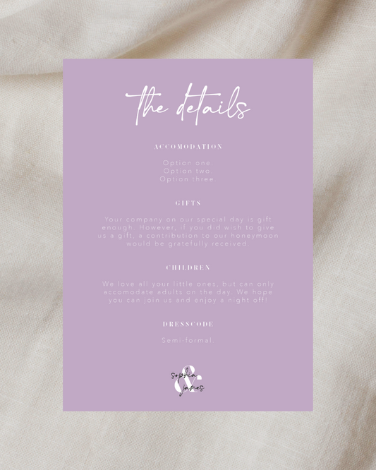 Violet Meadow Details Card