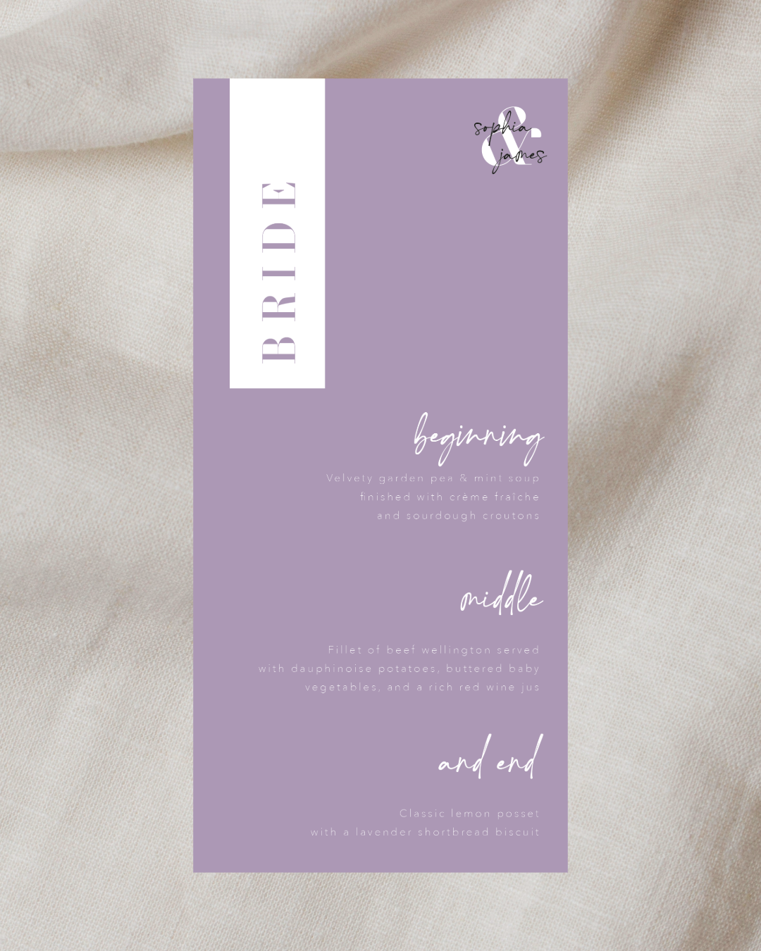 Violet Meadow Menu & Place Card