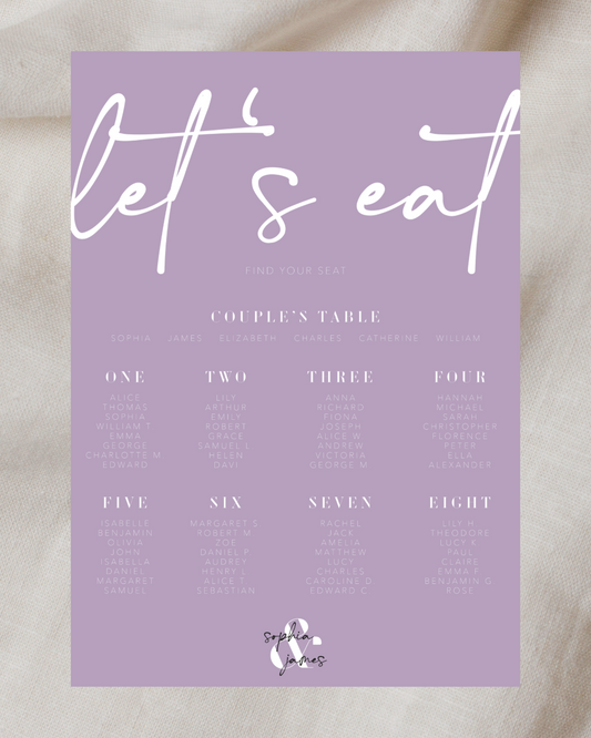 Violet Meadow Table Plan Sign